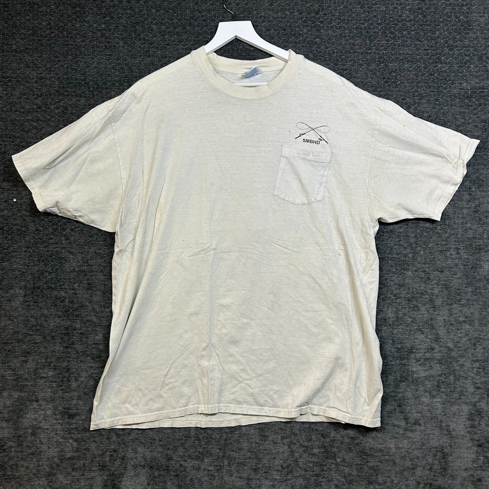 Vintage Hanes Beefy-T Graphic T-Shirt Men's White Double Stitch USA Made - 2XL